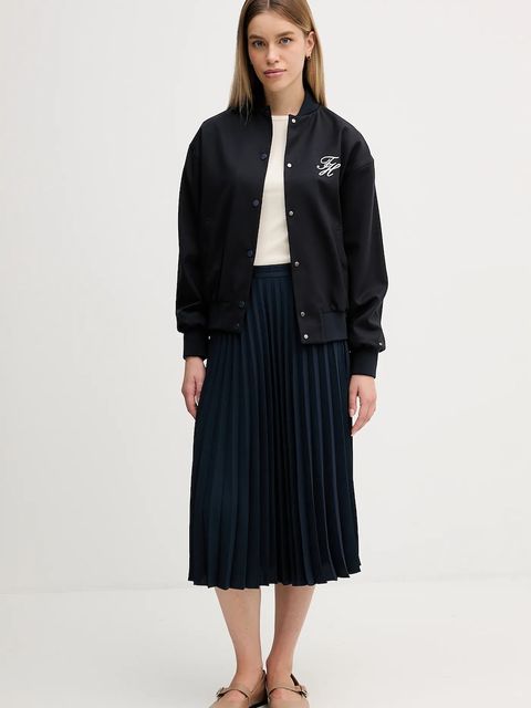 Tommy Hilfiger spódnica kolor granatowy midi rozkloszowana WW0WW48538 - zdjęcie produktu nr 2