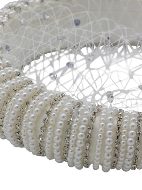Self-Portrait crystal-embellished veil headband - White