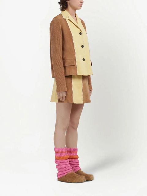 Marni panelled whipstitch-trim skirt - Brown