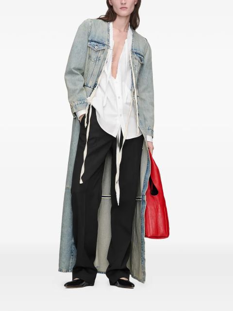 Maison Margiela patchwork tie-detail coat - Blue - zdjęcie produktu nr 2