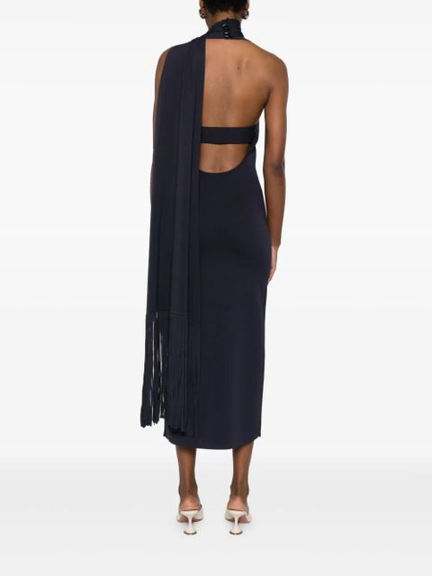 Cult Gaia halterneck fringed dress - Blue