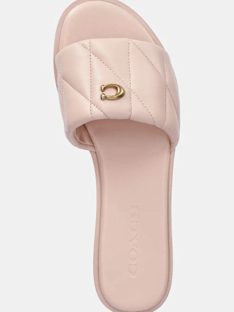 Coach klapki skórzane Holly damskie kolor różowy CR047