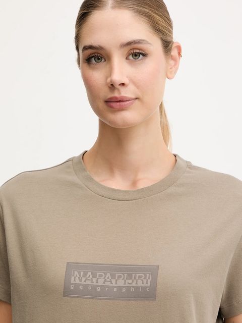 Napapijri t-shirt bawełniany S-Box damski kolor zielony NP0A4IP1N1T1