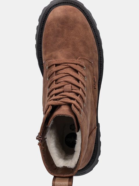 Buffalo botki Aspen Lace Up Warm damskie kolor brązowy na platformie ocieplone 1622599-BRN