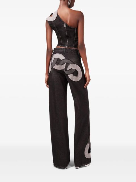 AREA chain-detail off-shoulder top - Grey