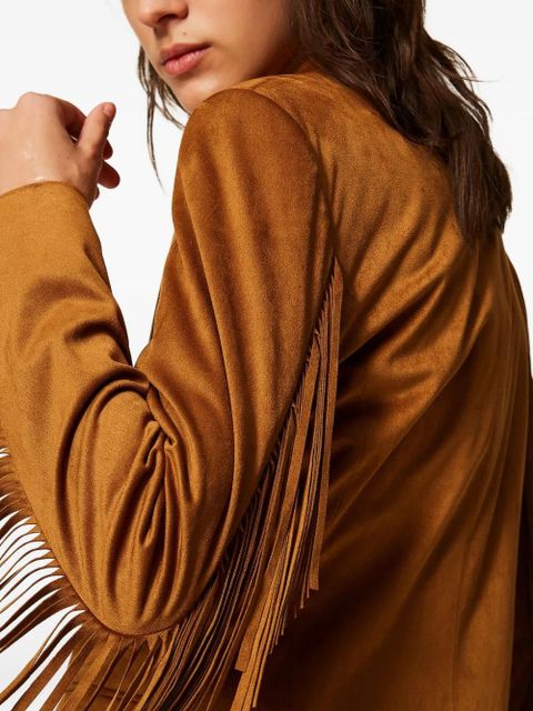 TWINSET fringed faux-suede blazer - Brown