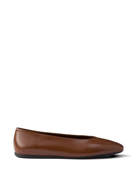 Prada brushed leather ballerinas - Brown - zdjęcie produktu nr 1