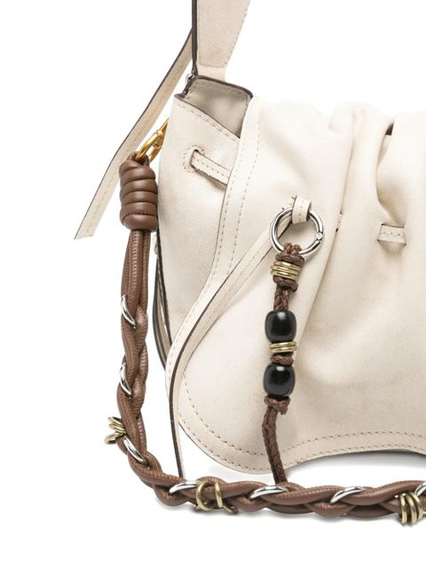 ISABEL MARANT Bolton ruched bead-embellished shoulder bag - Neutrals