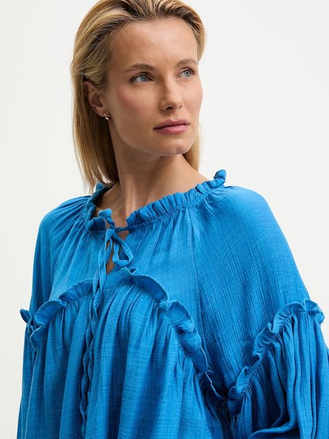 Answear.LAB bluzka damska kolor niebieski gładka