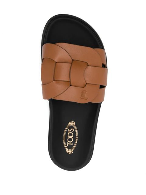 Tod's woven leather slides - Brown