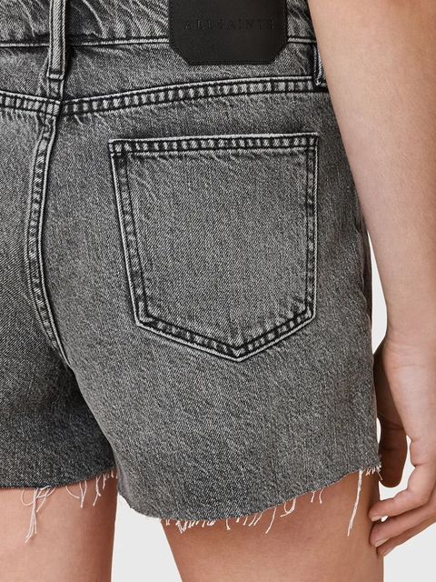 AllSaints szorty jeansowe TATE damskie kolor szary gładkie high waist W076EC