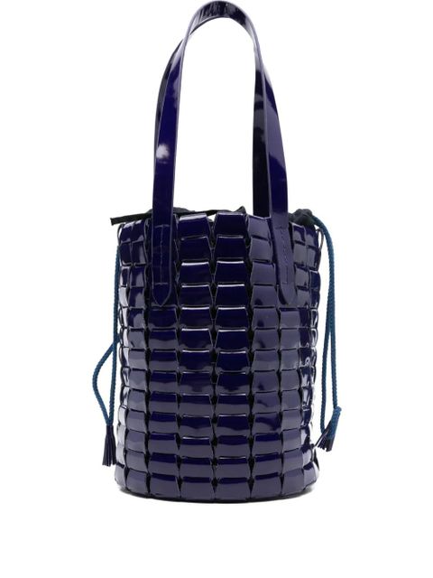 DRAGON DIFFUSION patent leather woven bucket bag - Purple - zdjęcie produktu nr 1