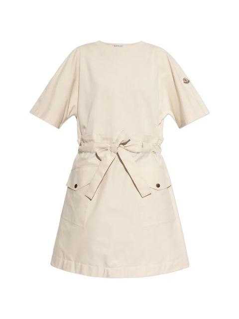 Moncler belted cotton mini dress - Neutrals - zdjęcie produktu nr 1