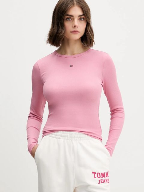 Tommy Jeans longsleeve damski kolor różowy DW0DW17387 - zdjęcie produktu nr 1