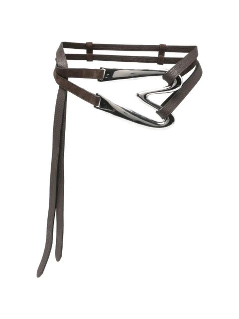 Moschino silver-tone buckle leather belt - Brown - zdjęcie produktu nr 1