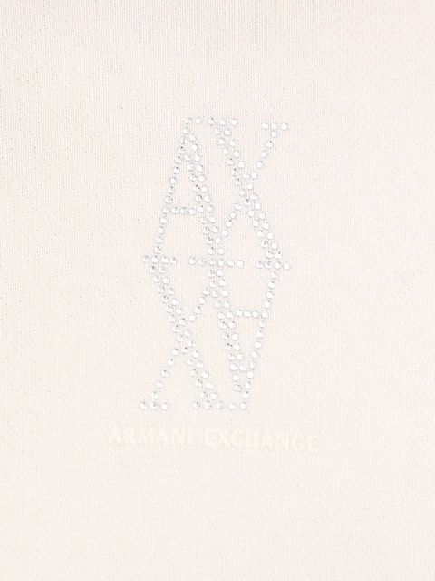 Armani Exchange bluza bawełniana damska kolor beżowy z kapturem z aplikacją XW000983 AF14284