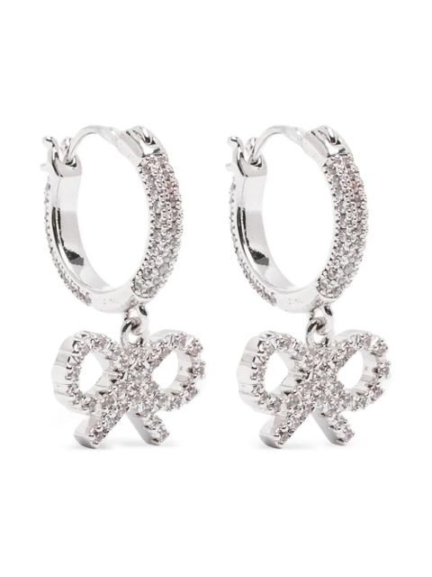 Self-Portrait crystal bow hoop earrings - Silver - zdjęcie produktu nr 1