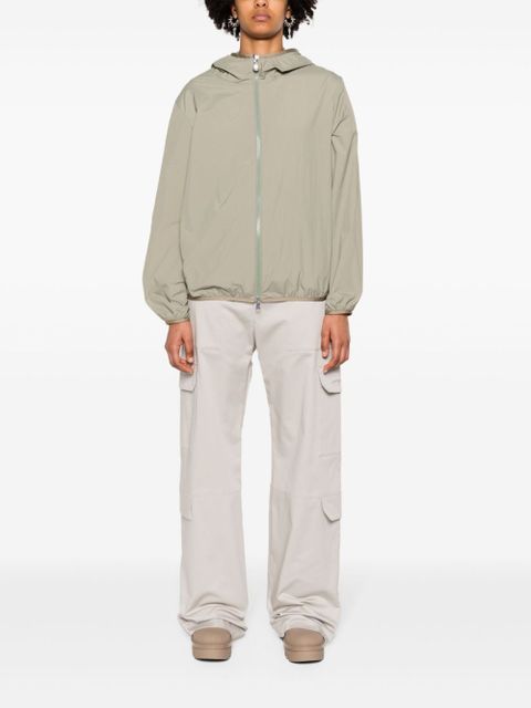 Moncler logo-patch hooded windbreaker jacket - Green
