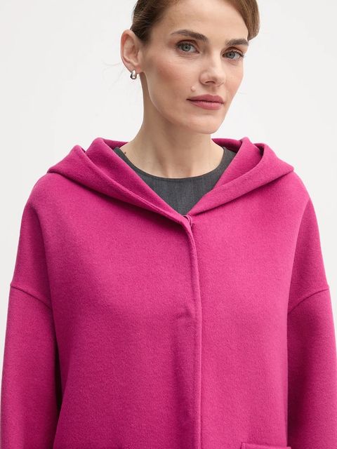 United Colors of Benetton płaszcz z dodatkiem wełny kolor różowy 28F7DN08M - zdjęcie produktu nr 2