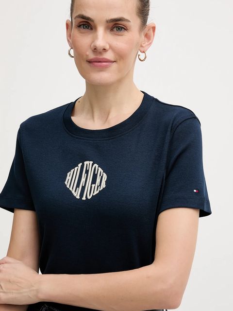 Tommy Hilfiger t-shirt bawełniany damski kolor granatowy WW0WW47880 - zdjęcie produktu nr 2