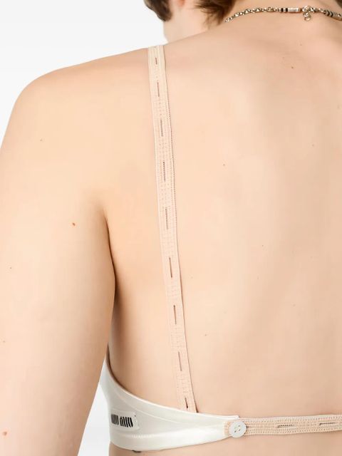 Miu Miu logo-patch satin bra - White - zdjęcie produktu nr 2