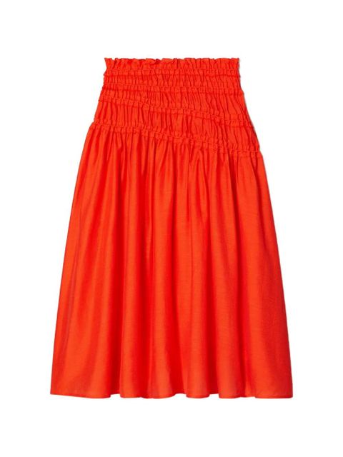 Tory Burch shirred-detail midi skirt - Orange - zdjęcie produktu nr 1