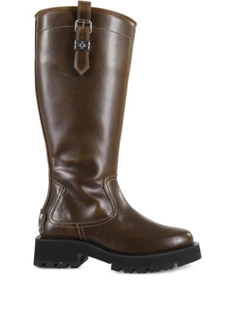 GANNI buckle-detail leather boots - Brown - zdjęcie produktu nr 1