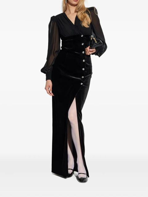 Alessandra Rich jewel-button velvet dress - Black - zdjęcie produktu nr 2
