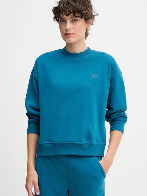 United Colors of Benetton bluza damska kolor turkusowy z nadrukiem 3WNW3M07T - zdjęcie produktu nr 1