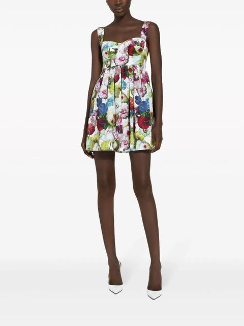 Dolce & Gabbana floral-print corset cotton minidress - White - zdjęcie produktu nr 2