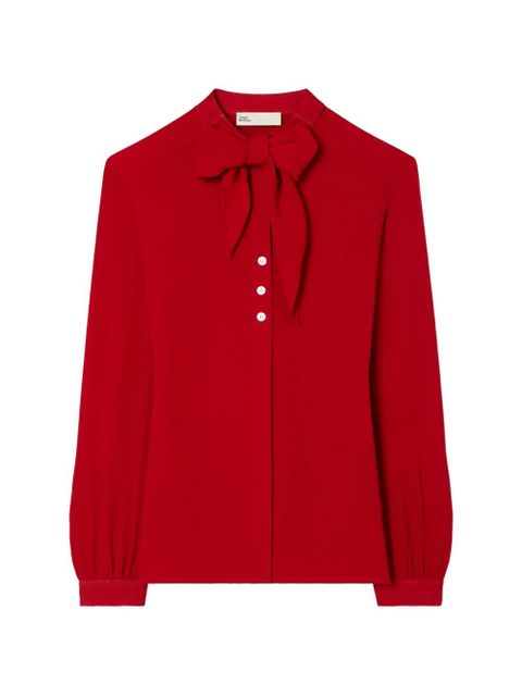 Tory Burch georgette bow blouse - Red - zdjęcie produktu nr 1