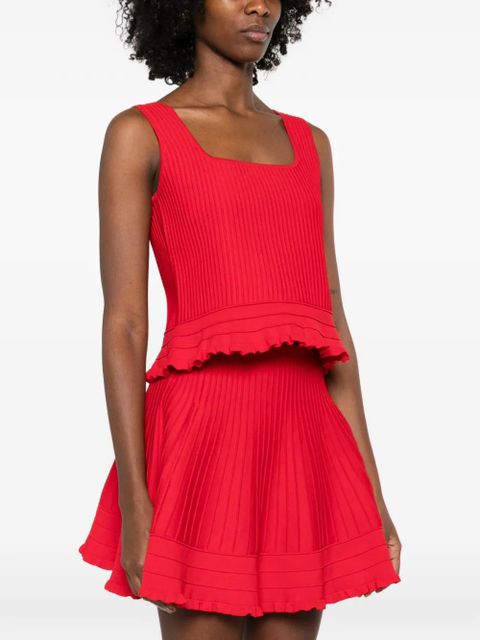 Maje ruffled ribbed top - Red