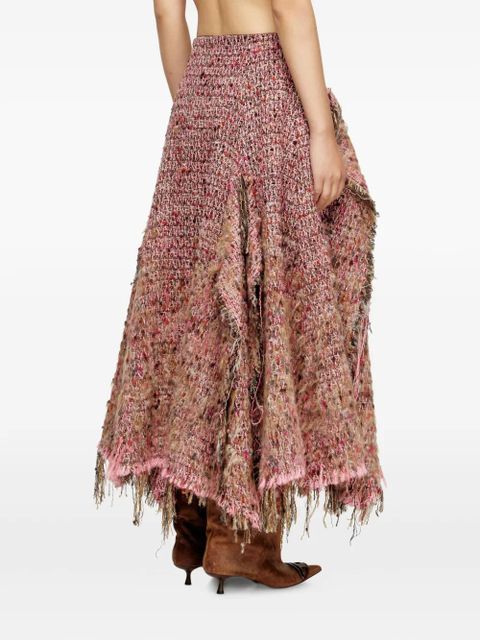 Diesel bouclé frayed asymmetrical skirt - Pink