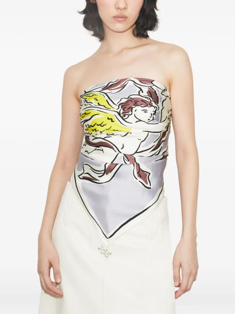 Tory Burch Cherubs silk square scarf - Grey