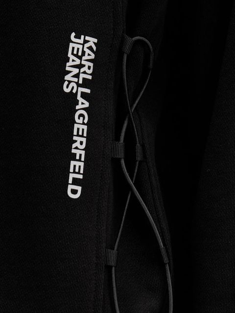 Karl Lagerfeld Jeans bluza bawełniana damska kolor czarny z kapturem z nadrukiem A4W20005