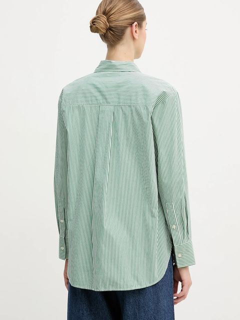 Tommy Hilfiger koszula bawełniana damska kolor zielony relaxed z kołnierzykiem klasycznym WW0WW48190 - zdjęcie produktu nr 2