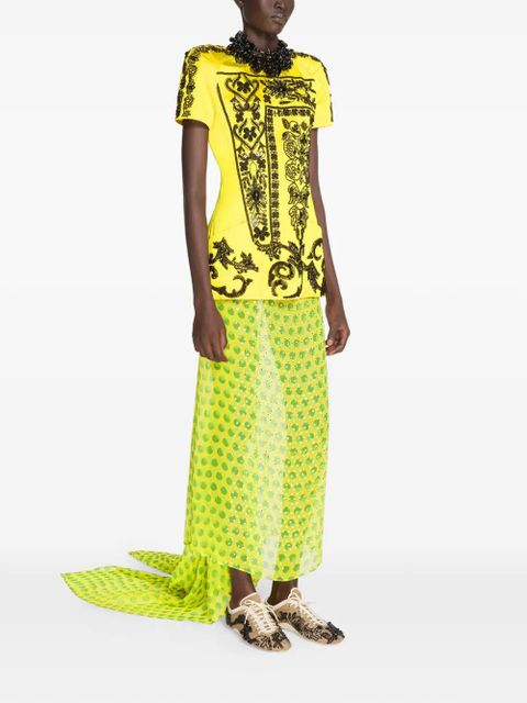 DRIES VAN NOTEN embellished silk maxi skirt - Yellow
