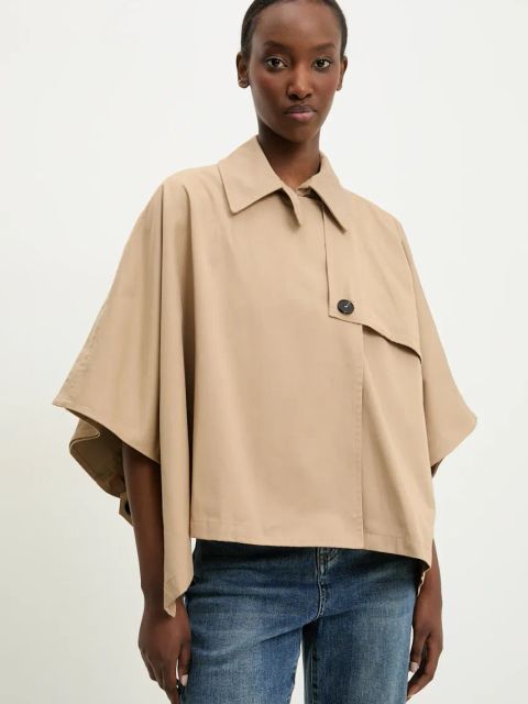 Answear.LAB kurtka kolor beżowy przejściowa oversize