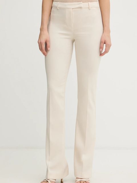 Patrizia Pepe spodnie damskie kolor beżowy dopasowane high waist 8P0781 A6F5 - zdjęcie produktu nr 1