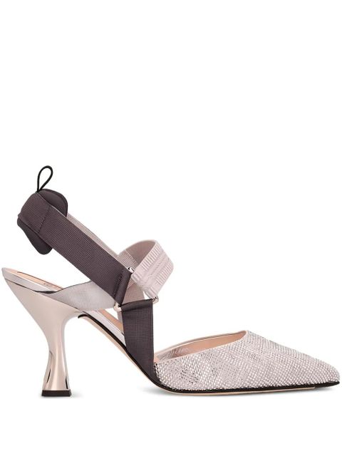 FENDI 85mm Colibrì strass heeled sandals - Grey - zdjęcie produktu nr 1
