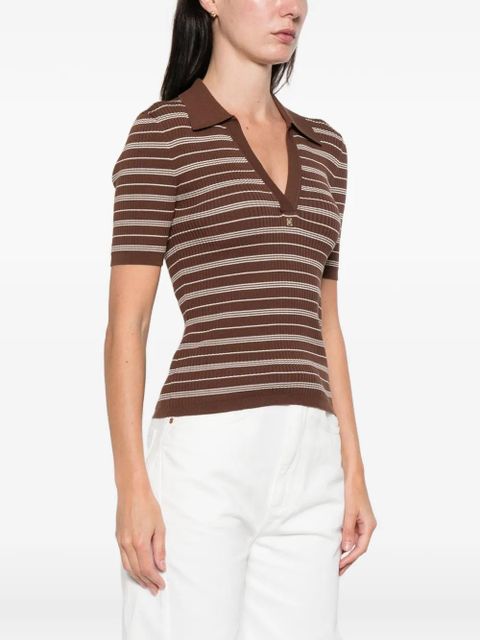 SANDRO striped V-neck T-shirt - Brown - zdjęcie produktu nr 2