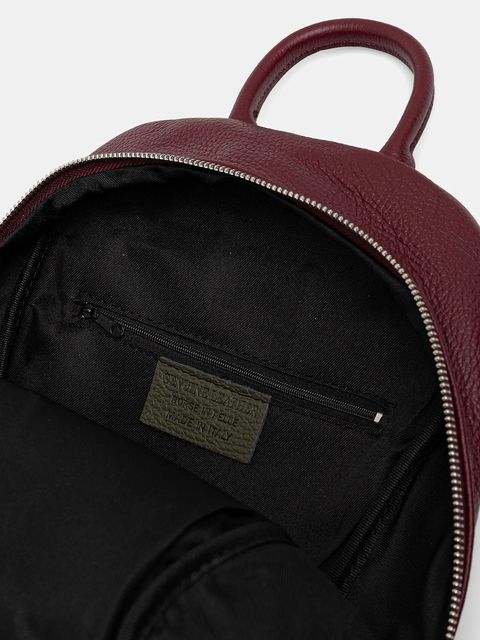 Answear.LAB plecak skórzany damski kolor bordowy mały gładki