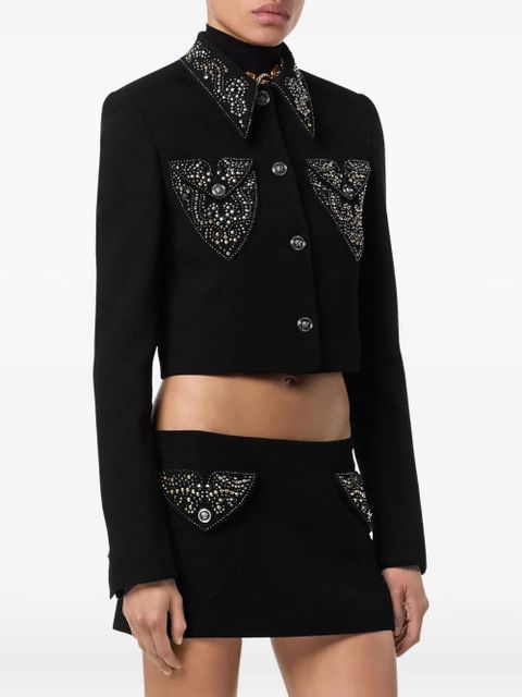 Versace embellished-pocket jacket - Black