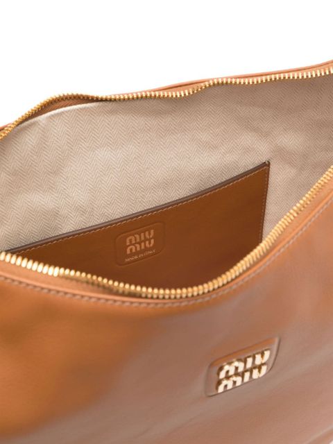 Miu Miu logo-plaque shoulder bag - Brown
