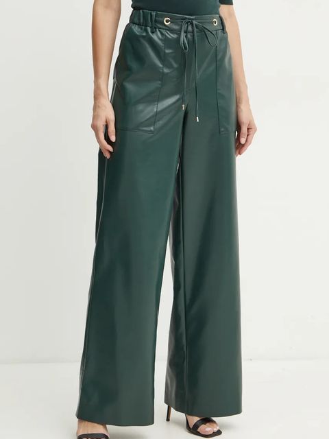 Simona Corsellini spodnie damskie kolor zielony szerokie high waist A24CPPA006 - zdjęcie produktu nr 1