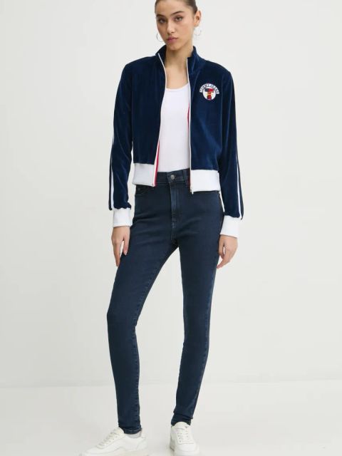 Tommy Jeans bluza damska kolor granatowy gładka DW0DW20565