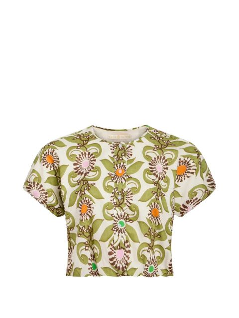 Marie Oliver Jaylen floral-print cropped top - Neutrals - zdjęcie produktu nr 1