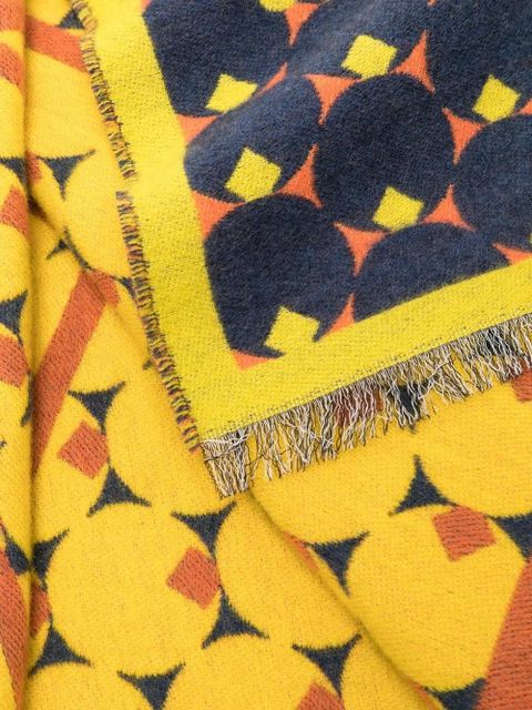 Lanvin spotted logo-intarsia scarf - Blue