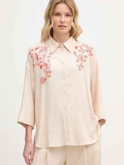 Mos Mosh koszula damska z dodatkiem lnu Audri - zdjęcie produktu nr 1