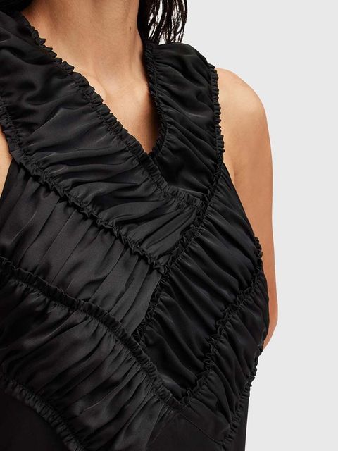 AllSaints sukienka MAHREE DRESS kolor czarny midi rozkloszowana W064DC